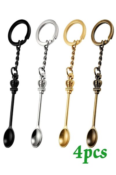 Generic 4Pack Small Tools Spoon Keychain with Split Key Rings, Metal Mini Pow...