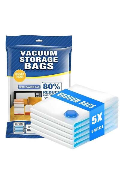 Generic 5 Pack Travel Vacuum Storage Bags – Travel Space Saver Compression Ba...