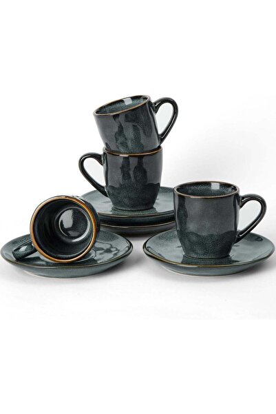 Generic famiware Ocean Espresso Cups with Saucers Set of 4 - 3.34oz Stoneware...
