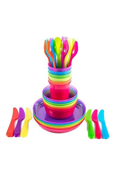 Generic Plastic Dinnerware Set For 6, Kids Dishes Set Include 36 Pieces (Plat...