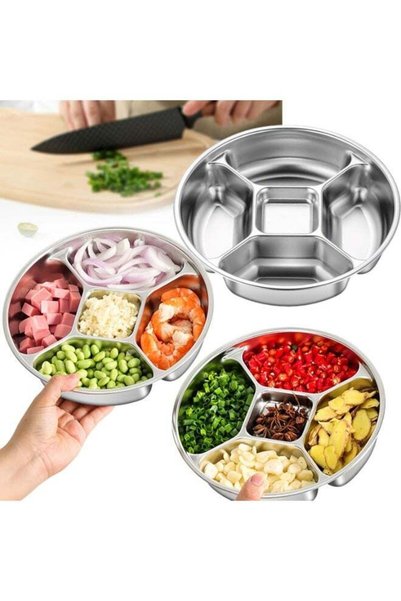 Generic 3 Pack Heavy-duty Stainless Steel Divided Plates, 8.8" dia. X 2" H Un...