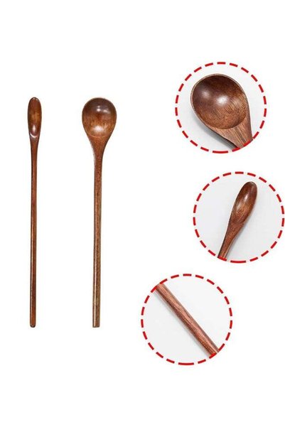 Generic 2 Pcs Small Wooden Coffee Spoons, Long Handle Wooden Stirring Spoons ...