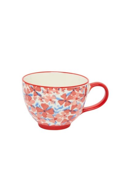 Generic Floral Red Handle Mug