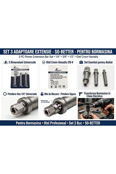 OEM Set of 3 Extension Adapters for Drill