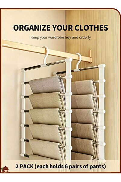 Generic 2 Packs Pants Hangers for Closet Storage, Space Saving Clothes Hanger...