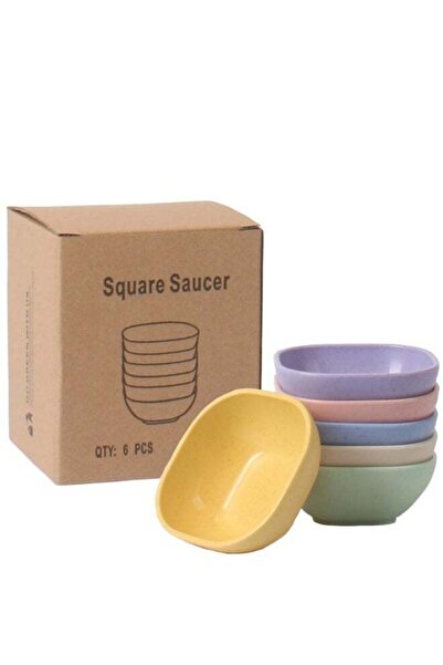 Generic 6 Pack 4 Inch Square Wheat Straw Sauce Dishes Household Dipping Bowls...