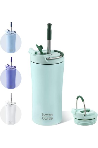 Generic BOTTLE BOTTLE Insulated Coffee Tumbler with Dual-use Lid and Straw - ...