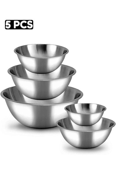 Generic 5 Pieces Stainless Steel Mixing Bowl Set, Heavy Duty Ecofriendly Kitc...