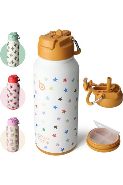 Generic BOTTLE BOTTLE 950ml Insulated Stainless Steel Water Bottle with Straw...