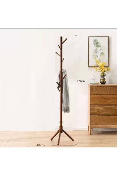 Generic Indoor solid wood floor hanging clothes rack