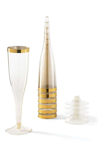 Generic 24 Pack Gold Glitter Plastic Cups 6.5 OZ Clear Plastic Cups Tumblers,...