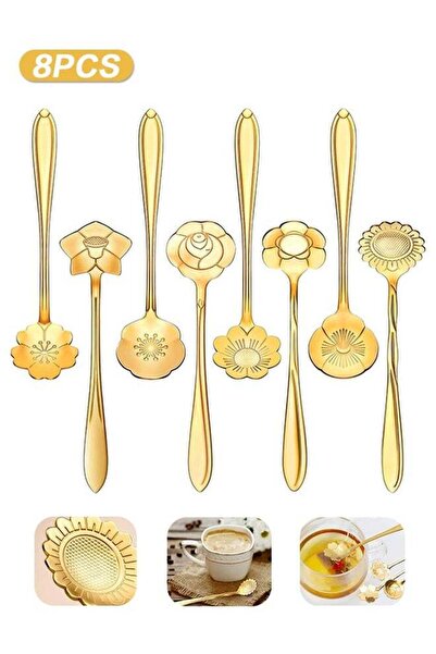 Generic 8 Pieces Flower Coffee Tea Spoons, Stainless Steel Sugar Spoons Tea P...