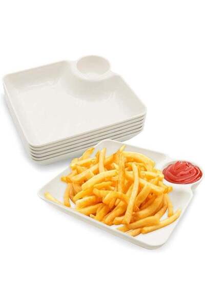 Generic 7Pcs Chips and Dip Serving Dish, Plastic Divided Serving Tray with Di...