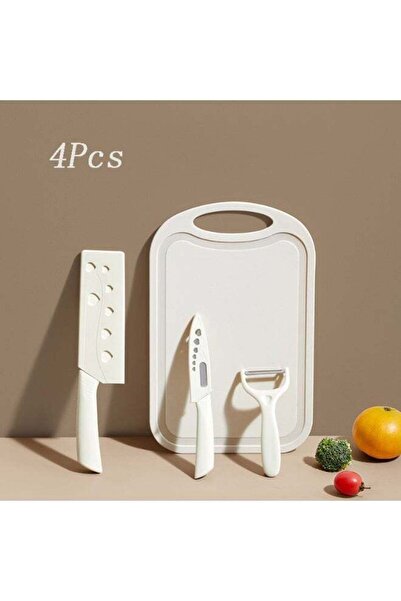 Generic 4-Piece White Kitchen Tools Set - Fruit Knife, Vegetable Knife, Cutti...