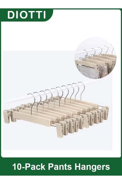 Generic 10 Pack Pants Hangers with Clips, Plastic Clothes Hangers with 360° S...