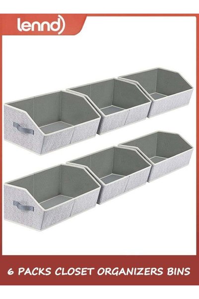 Generic Closet Organizers Bins 6 Packs - Large Closet Shelf Organizer with Ha...