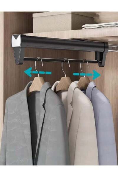 Generic Extendable Double-Rail Pull Out Clothes Hanger Rod with Thick Steel S...