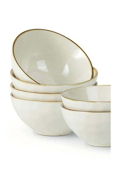 Generic Ocean Series 6 Pieces Cereal Bowl Set, Round, Vanilla White