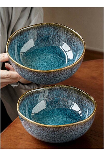 Generic Set of 2 Ceramic Soup Bowl 850ml Azure Blue for Soup Cereal Ramen Sal...