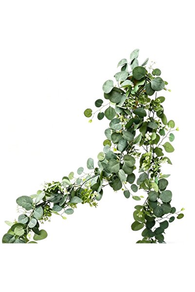 Generic Brand Ghirlandă artificială de eucalipt de 180 cm cu flori artificial...