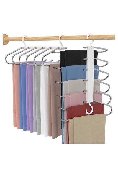 Generic 2pcs 6 in 1 Foldable Hangers for Clothes Hanging Multi Layer Multi Pu...