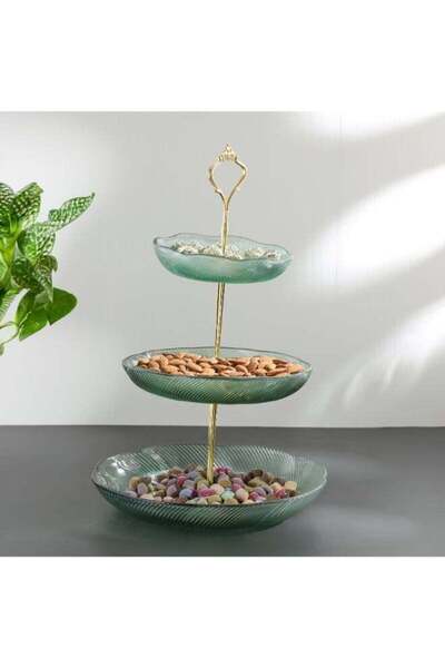 Generic 3 Tier Candy Tray With Zinc Alloy Stand Glass Dessert Centerpiece Sui...