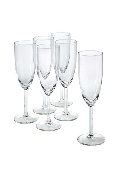 Generic Champagne Flute, Tall Slender Clear Glass, 21 cl, 6-Pack