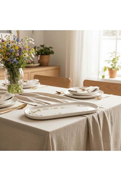 Generic Luhpar Floral 25x11cm, Oval Ceramic Serving Plate, White Decorative D...
