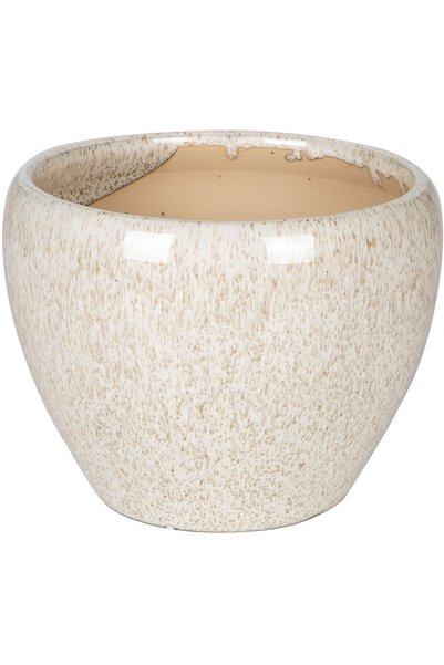 Herdekora Dekoratif Benekli Seramik Saksı Bej-Kahverengi 22x10,5 Cm.