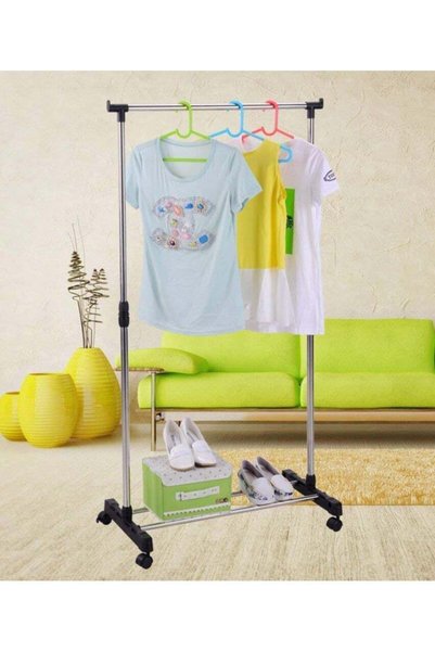 Generic Adjustable Rolling Steel Cloth Hanger Organizer Garment Rack Heavy Du...