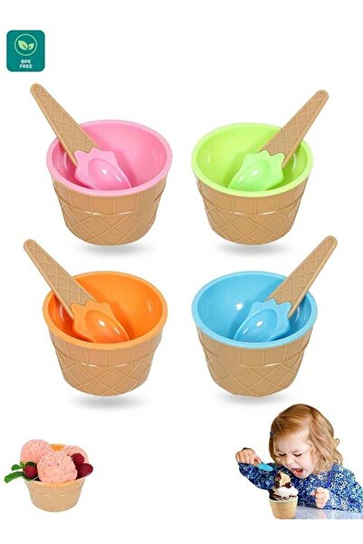Generic 4 Pack Dessert Bowls, Ice Cream Bowl Spoon Set, Frozen Yogurt Cups wi...