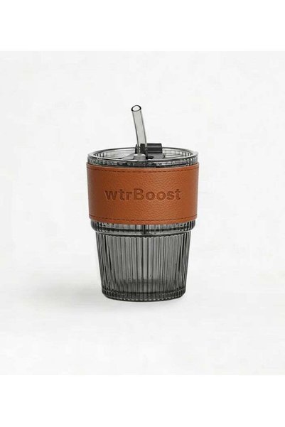 Generic wtrBoost Glass Tumbler Cup With Silicone Sleeve, Heat-Resistant Ribbe...