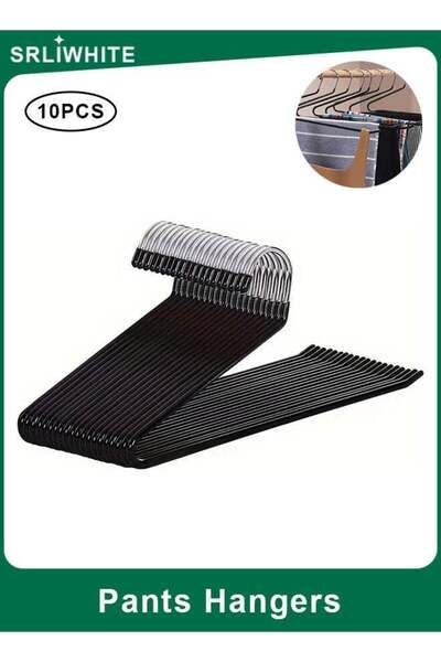 Generic 10 Pack Non-Slip Pants Hangers, Open-Ended Space-Saving Metal Trouser...