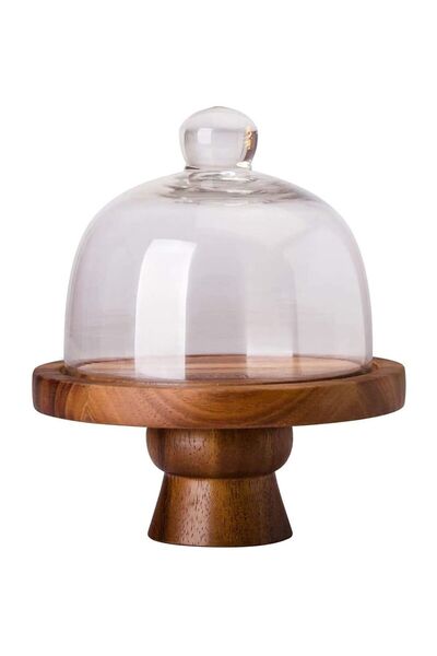 Generic Wooden Cake Stand With Dome