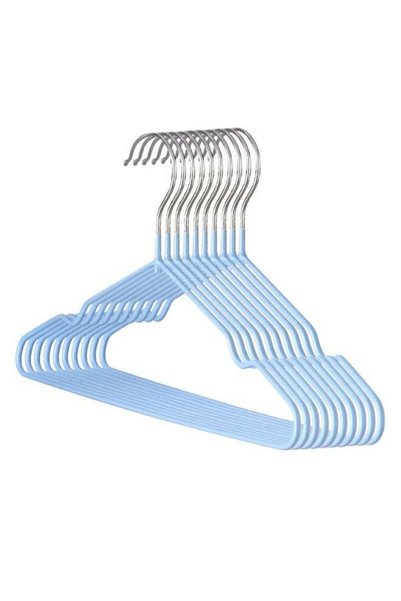 Generic 30-Piece Blue Anti-Slip No-Mark Clothes Hanger Set, Metal Wire with P...