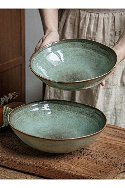 Generic Ceramic Serving Bowls Set of 2 900ml Large Colonial Green Stoneware S...