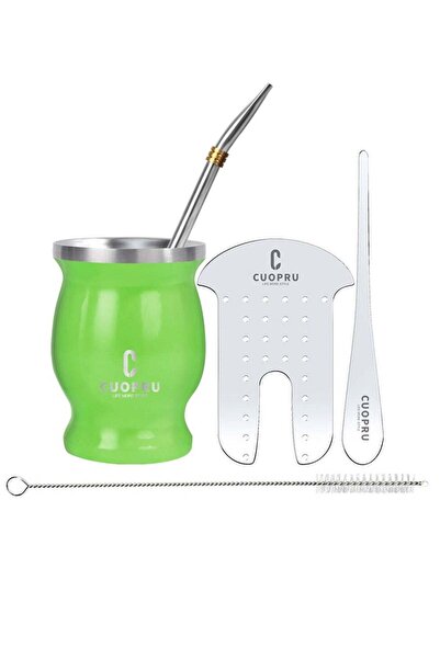 Generic Yerba Mate Cup Set 220ml Argentinian Style with Bombilla Straw and Te...