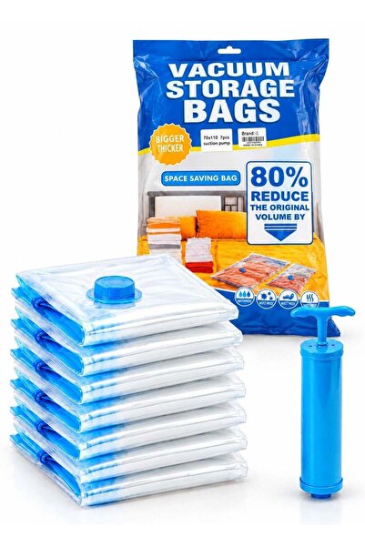 Generic PACK OF 7 Vacuum Storage Bags with Suction Pump, Large Space Saver Co...