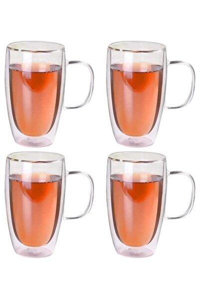 Generic Set of 4 -350ML Borosilicate Glass Mug With Handle multicolour 350mm
