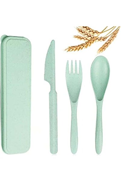 Generic Munkan Reusable Travel Utensils Set with Case, Wheat Straw Portable K...