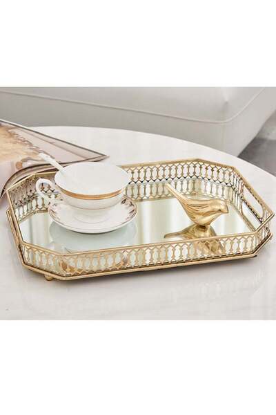 Generic Mirror Tray Household Dinner Plate Mirror Storage Tray Metal Fruit Tr...