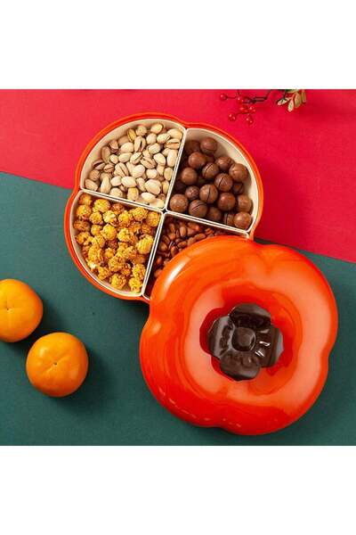 Generic 4-Compartment Divided Serving Tray with Lid - BPA-Free Snack Platter ...