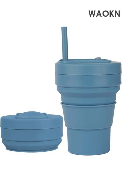 Generic Collapsible Coffee Cup - 16oz Reusable Travel Mug with Leak-Proof Lid...