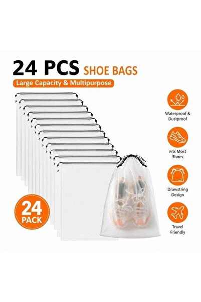 Generic 24PCS 30×40cm Double Layer 14 Silk Black Drawstring Storage Bags Fros...
