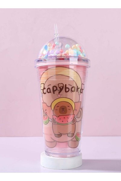 Generic Capybara foam Tumblers Durable Cute Drinking Cup with Straw, Reusable...