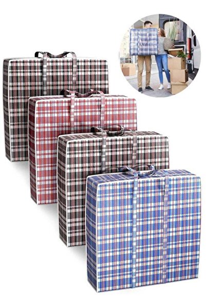 Generic Large Laundry Bags, 4 Pcs Plaid Moving Bags, Heavy Duty Travel Bag wi...