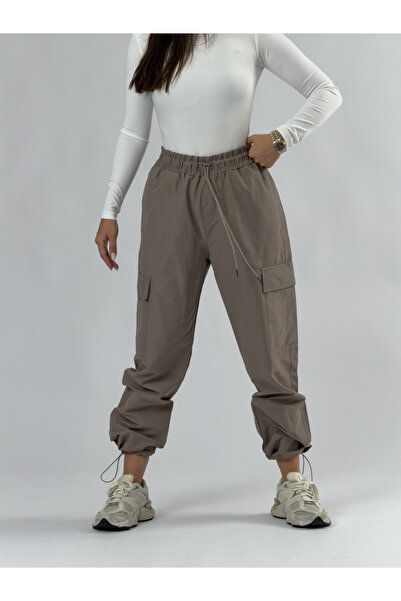 COCOPELLI Gray Women's Parachute Pants with Cargo Pockets and Adjustable Legs...