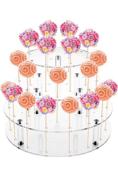 Generic ARS® 36-Hole Acrylic Cake Pop Stand – 3-Tier Transparent Lollipop Hol...