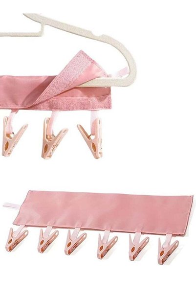 Generic Foldable Portable Travel Clothes Hanger with 6 Mini Clothespins for S...