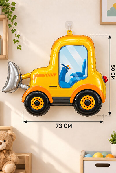 Baloncu Nene Yellow Excavator Construction Vehicle Foil Balloon 73X50 cm Vehi...